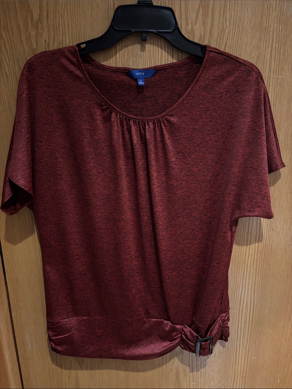 APT. 9, short butterfly sleeve blouse, 
Burnt orange/Black, Small